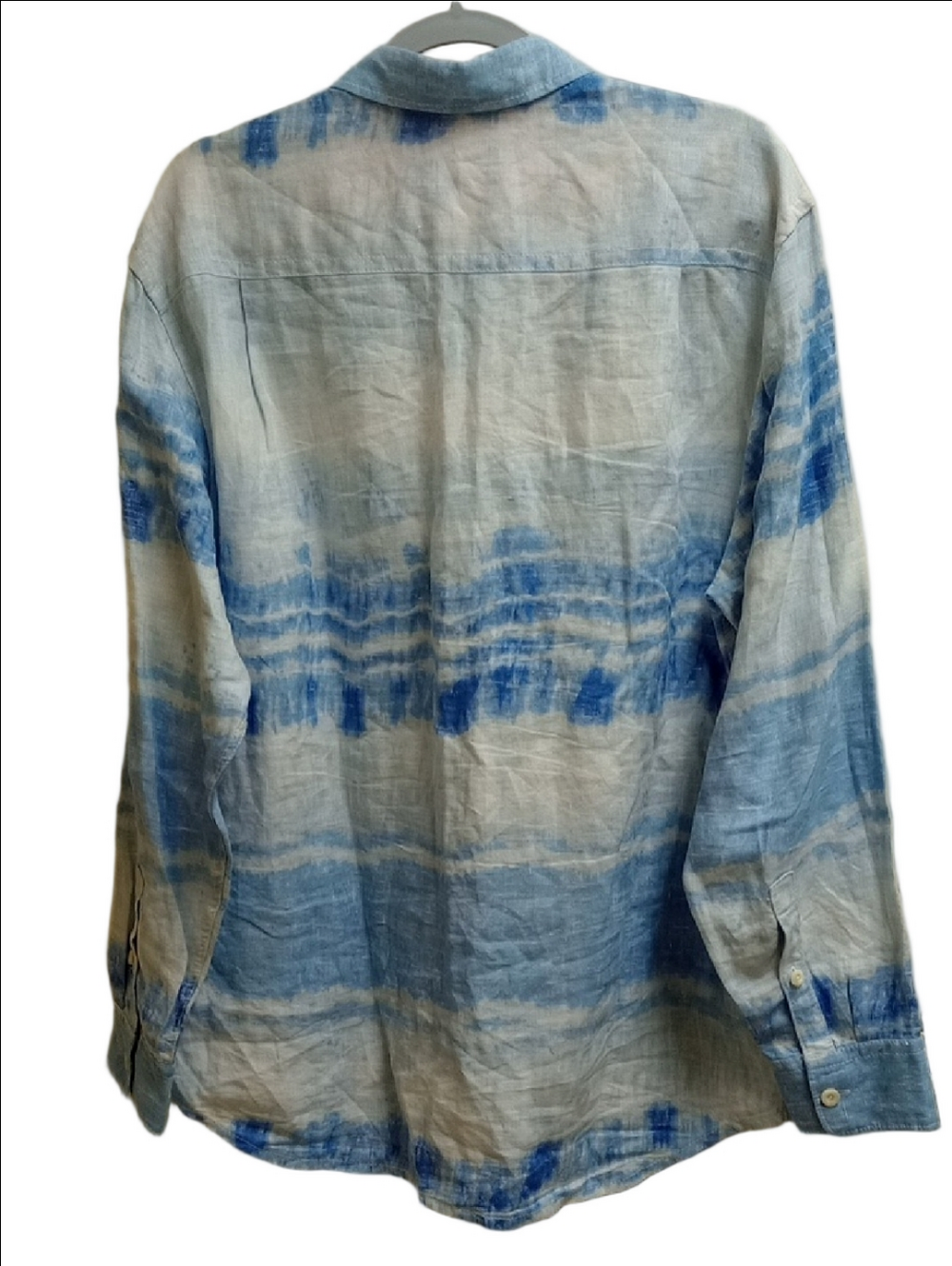 🆕 TOMMY BAHAMA RELAX LINEN BLUE & WHITE STRIPES LONG SLEEVE MENS FLORAL SHIRT - Picture 6 of 12